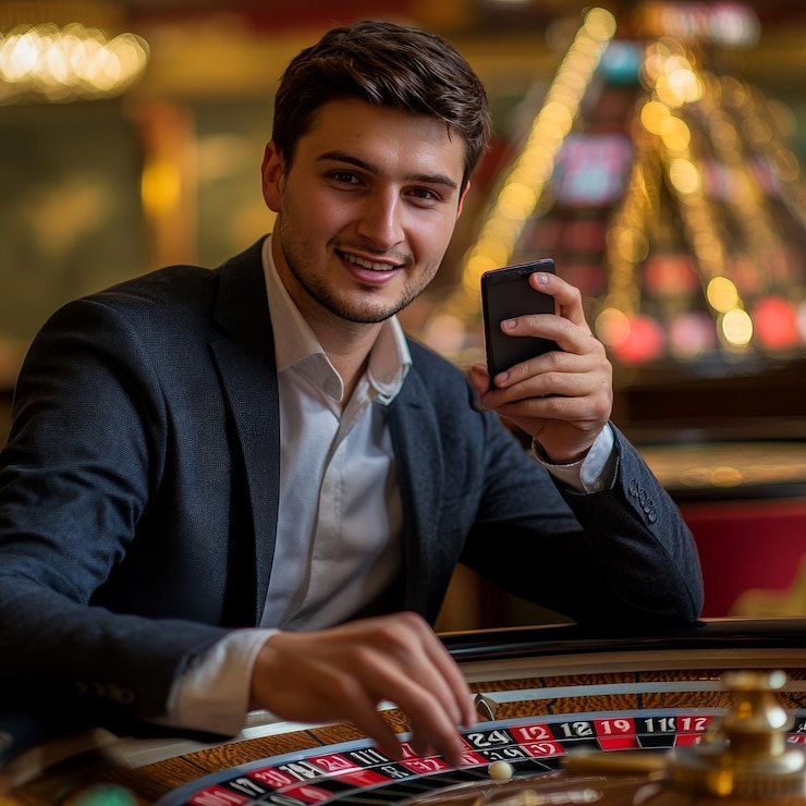 Layar Caribbean Stud Poker di pagoda slot menampilkan kartu pemain dan dealer dengan tombol keputusan